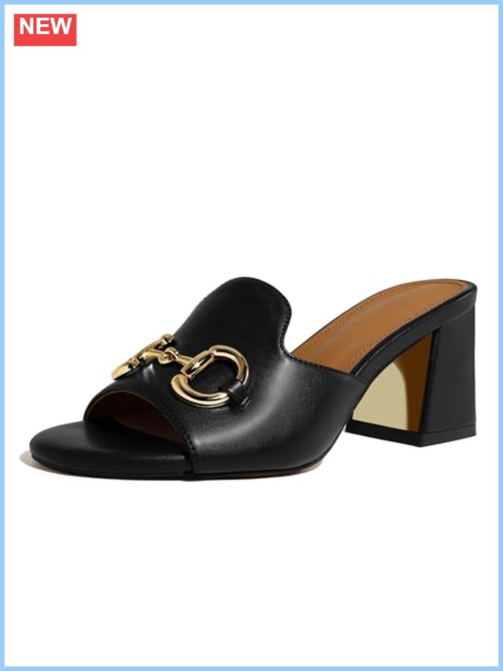 Square Open Toe Buckle Sandals Slip On High Chunky Block Heel Mules Backless